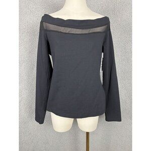 I.N.C. International Concepts Off Shoulder Mesh Accent Black Top Large NWT's